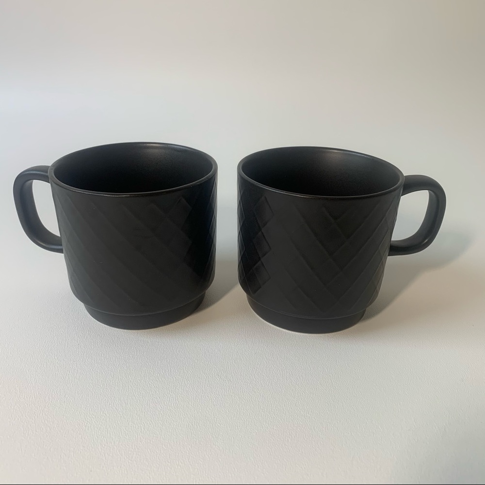 Pair of 2013 Starbucks Black Diamond Pattern Mugs